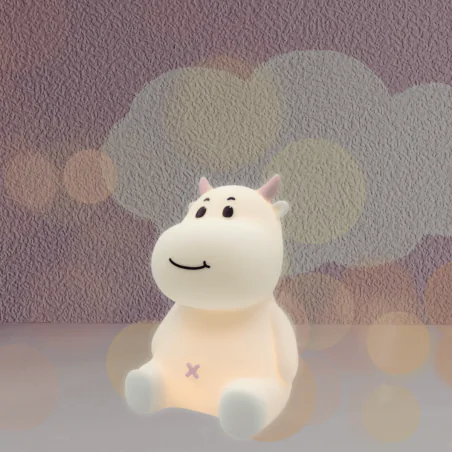 Oswietlenie-do-pokoju-dzieciecego - lampka nocna led miękka krówka różowa z regulowanym światłem prezent z okazji urodzin interblue 