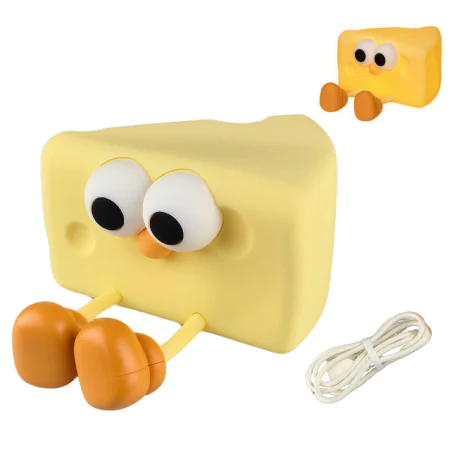 Oswietlenie-do-pokoju-dzieciecego - lampka nocna led dziecięca żółty serek świecąca zabawka interblue 