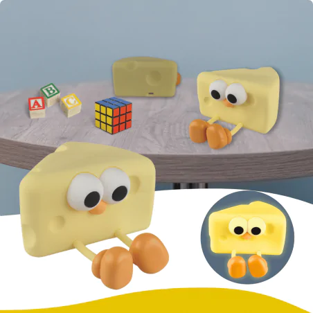 Oswietlenie-do-pokoju-dzieciecego - lampka nocna led dziecięca żółty serek świecąca zabawka interblue 