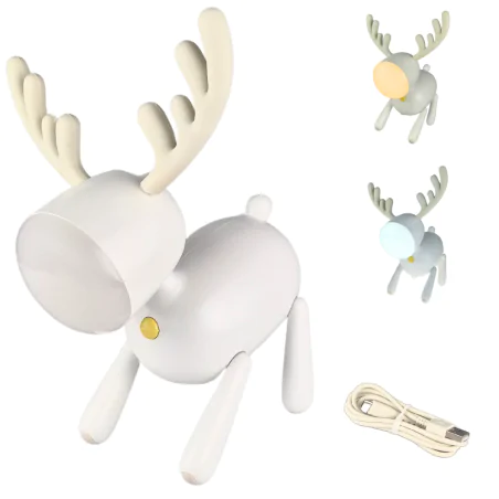 Oswietlenie-do-pokoju-dzieciecego - lampka nocna led z delikatnym światłem jelonek prezent dla niemowlaka interblue 