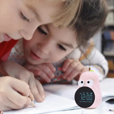 Oswietlenie-do-pokoju-dzieciecego - budzik dziecięcy z zegarkiem różowa gruszka prezent na dzień dziecka interblue 