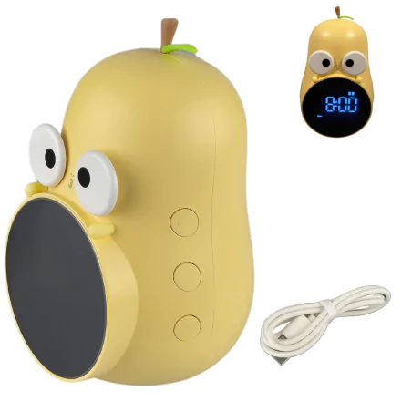 Oswietlenie-do-pokoju-dzieciecego - budzik dziecięcy z zegarem i wyświetlaczem żółta gruszka prezent interblue 