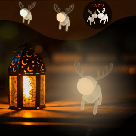 Oswietlenie-do-pokoju-dzieciecego - lampka nocna led do zasypiania dla dzieci beżowy jelonek prezent na baby shower interblue 