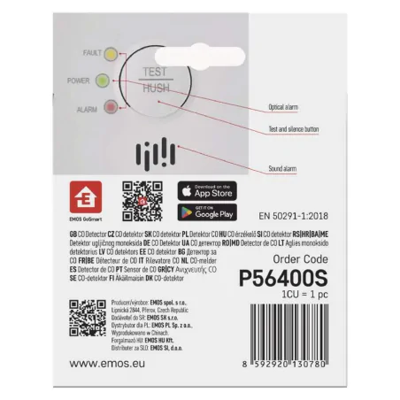 Czujniki-czadu - p56400s detektor tlenku węgla na aplikację gosmart  tcs0101w z wifi emos 