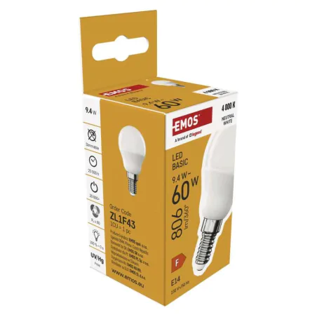 Gwint-trzonek-e14 - zl1f43 żarówka led basic mini globe e14 9,4w-60w 806lm neutralna biel emos 
