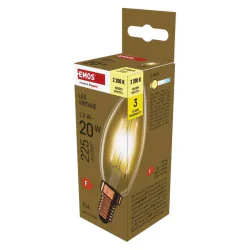 Gwint-trzonek-e14 - z53012 żarówka led vintage świeczka e14 2,5w-20w 225lm ciepła biel emos 
