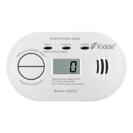 Czujniki-czadu - k5dco czujnik tlenku węgla (czadu) z wyświetlaczem bateryjny 2xaa kidde 