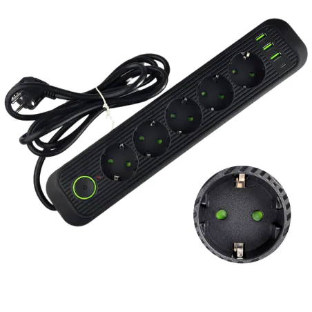 Przedluzacze-elektryczne - przedłużacz elektryczny czarny 2m z usb uziemienie schuko modi 