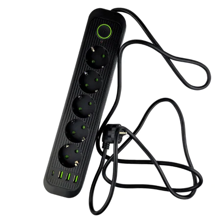 Przedluzacze-elektryczne - przedłużacz elektryczny czarny 2m z usb uziemienie schuko modi 