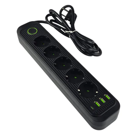 Przedluzacze-elektryczne - przedłużacz elektryczny czarny 2m z usb uziemienie schuko modi 