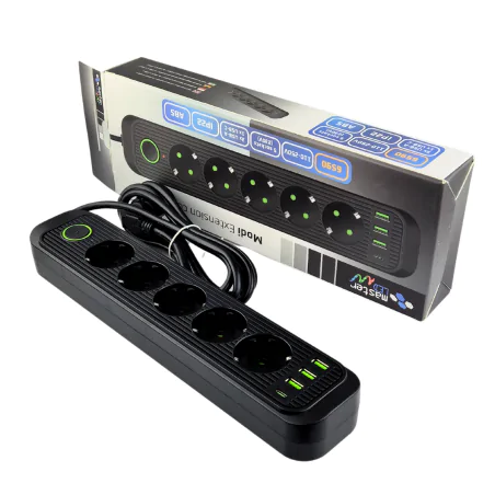 Przedluzacze-elektryczne - przedłużacz elektryczny czarny 2m z usb uziemienie schuko modi 