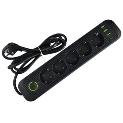 Przedluzacze-elektryczne - przedłużacz elektryczny czarny 2m z usb uziemienie schuko modi 