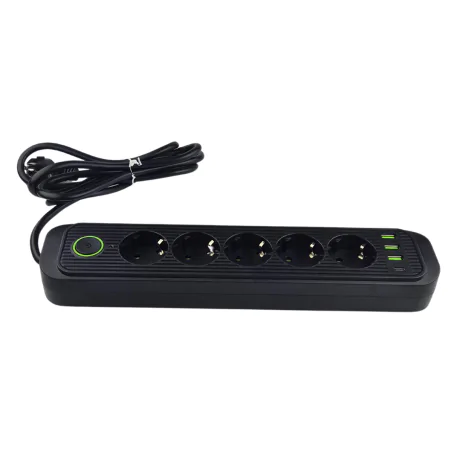 Przedluzacze-elektryczne - przedłużacz elektryczny czarny 2m z usb uziemienie schuko modi 