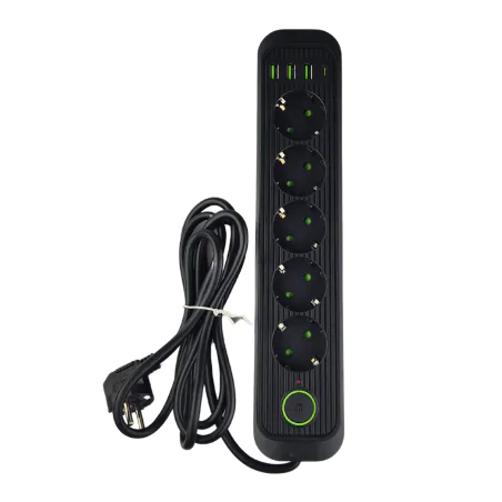 Przedluzacze-elektryczne - przedłużacz elektryczny czarny 2m z usb uziemienie schuko modi 