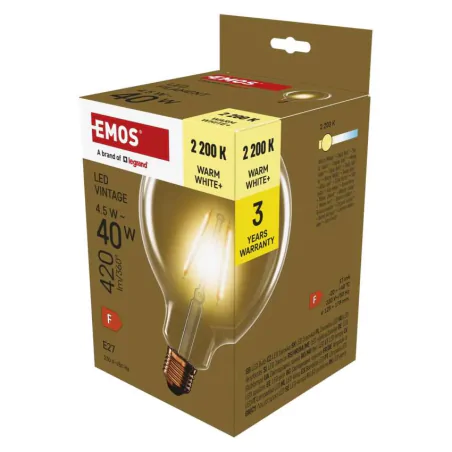 Gwint-trzonek-e27 - z58032 okrągła żarówka led vintage g125 e27 4,5w-40w 420lm ciepła biel emos 