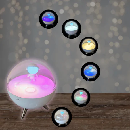 Oswietlenie-do-pokoju-dzieciecego - lampka nocna led księżyc z astronautą światło rgb prezent na dzień dziecka interblue 