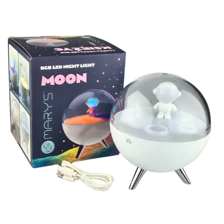 Oswietlenie-do-pokoju-dzieciecego - lampka nocna led księżyc z astronautą światło rgb prezent na dzień dziecka interblue 