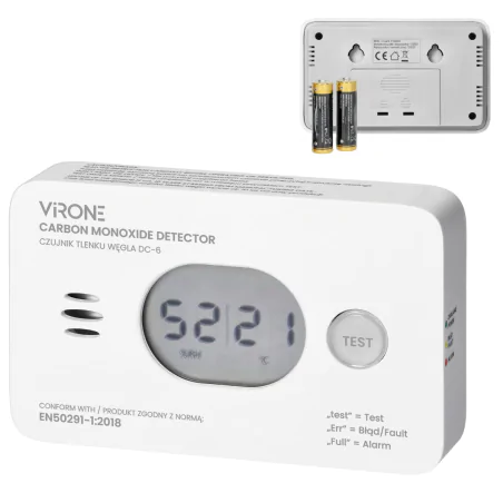 Czujniki-czadu - dc-6 bateryjny czujnik tlenku węgla (czadu) 2xaa10lat orno 