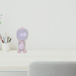 Oswietlenie-do-pokoju-dzieciecego - budzik na biurko dziecięcy różowy zabawka prezent dla dziewczynki robot dino interblue 