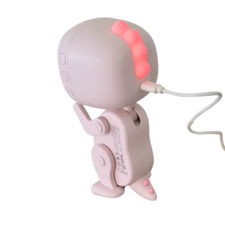 Oswietlenie-do-pokoju-dzieciecego - budzik na biurko dziecięcy różowy zabawka prezent dla dziewczynki robot dino interblue 