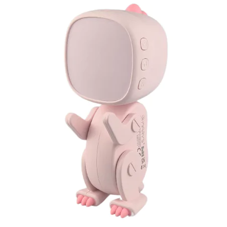 Oswietlenie-do-pokoju-dzieciecego - budzik na biurko dziecięcy różowy zabawka prezent dla dziewczynki robot dino interblue 