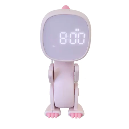 Oswietlenie-do-pokoju-dzieciecego - budzik na biurko dziecięcy różowy zabawka prezent dla dziewczynki robot dino interblue 