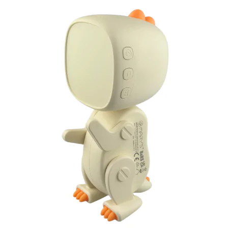 Oswietlenie-do-pokoju-dzieciecego - budzik dla dzieci na biurko robot dino biały zabawka dla przedszkolaka interblue 