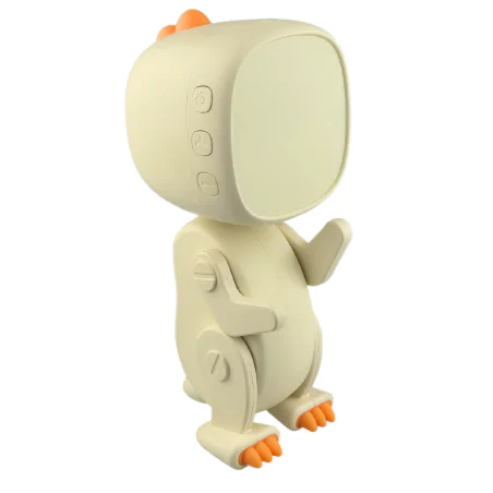 Oswietlenie-do-pokoju-dzieciecego - budzik dla dzieci na biurko robot dino biały zabawka dla przedszkolaka interblue 