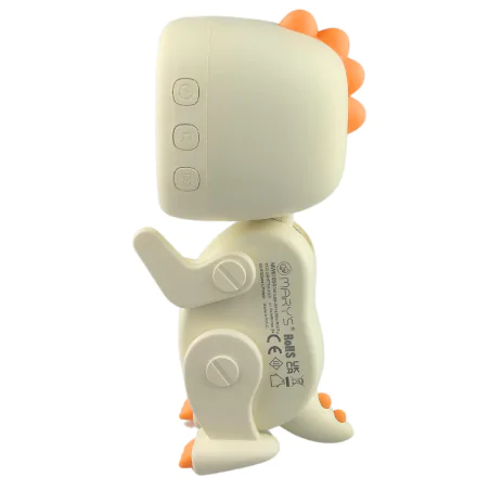 Oswietlenie-do-pokoju-dzieciecego - budzik dla dzieci na biurko robot dino biały zabawka dla przedszkolaka interblue 