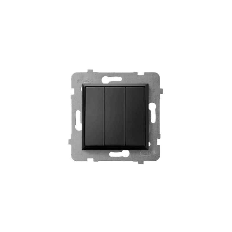 Wylaczniki-potrojne - włącznik do światła potrójny czarny metalik łp-13u/m/33 aria ospel firmy OSPEL 