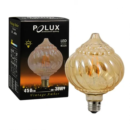 Zarowki-dekoracyjne - żarówka dekoracyjna led 4w 2700k e27 vintage amber bc125 308986 polux 