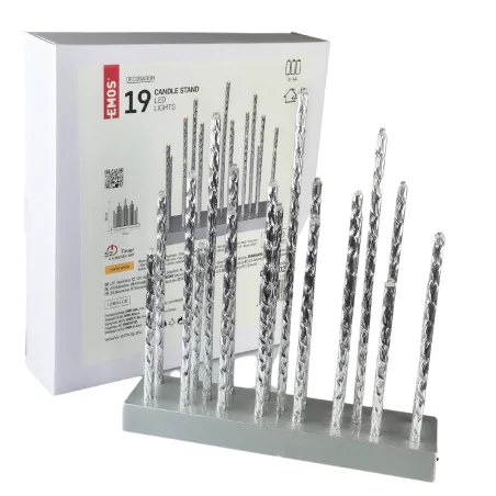 Dekoracje-swiateczne-led - świecznik adwentowy na baterie 19 diod led srebrny 