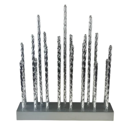 Dekoracje-swiateczne-led - świecznik adwentowy na baterie 19 diod led srebrny 