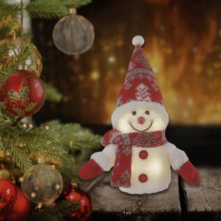 Dekoracje-swiateczne-led - dekoracja świąteczna led pluszowy bałwanek w czapce na baterie 
