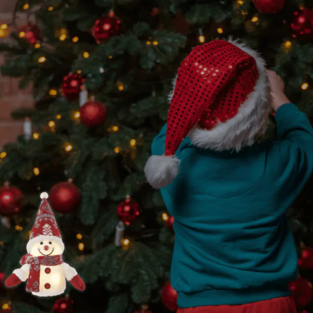Dekoracje-swiateczne-led - dekoracja świąteczna led pluszowy bałwanek w czapce na baterie 