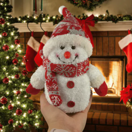 Dekoracje-swiateczne-led - dekoracja świąteczna led pluszowy bałwanek w czapce na baterie 