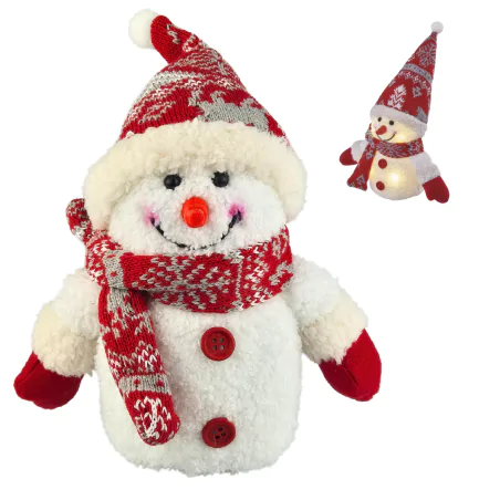 Dekoracje-swiateczne-led - dekoracja świąteczna led pluszowy bałwanek w czapce na baterie 