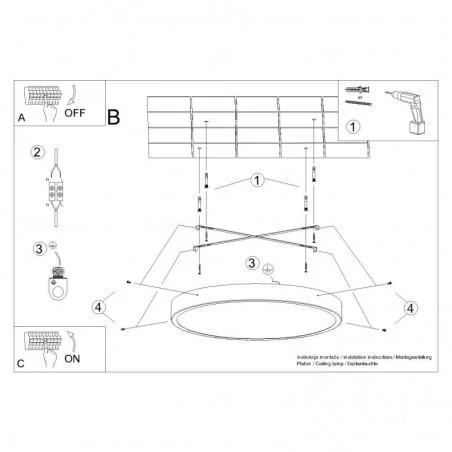 Oswietlenie - plafon onyx 40 czarny led 3000k sollux sl.1244 