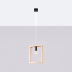 Lampy-sufitowe - lampa wisząca aries naturalne drewno sollux sl.1310 