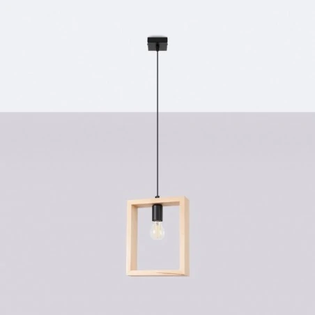 Lampy-sufitowe - lampa wisząca aries naturalne drewno sollux sl.1310 