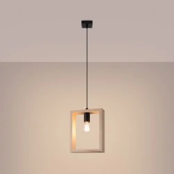 Lampy-sufitowe - lampa wisząca aries naturalne drewno sollux sl.1310 