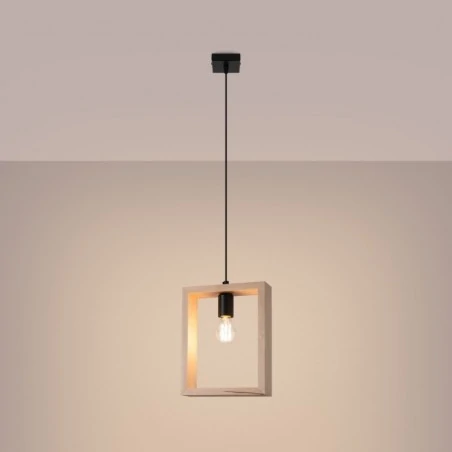 Lampy-sufitowe - lampa wisząca aries naturalne drewno sollux sl.1310 