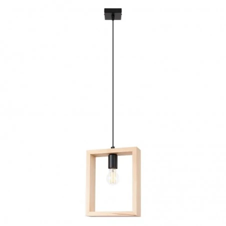 Lampy-sufitowe - lampa wisząca aries naturalne drewno sollux sl.1310 