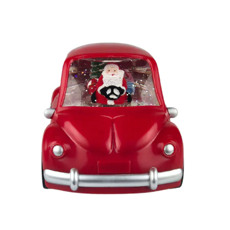 Dekoracje-swiateczne-led - dekoracja świąteczna led czerwony samochód ze świętym mikołajem na baterie 