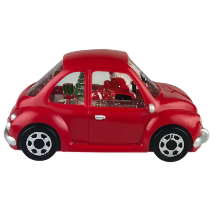 Dekoracje-swiateczne-led - dekoracja świąteczna led czerwony samochód ze świętym mikołajem na baterie 