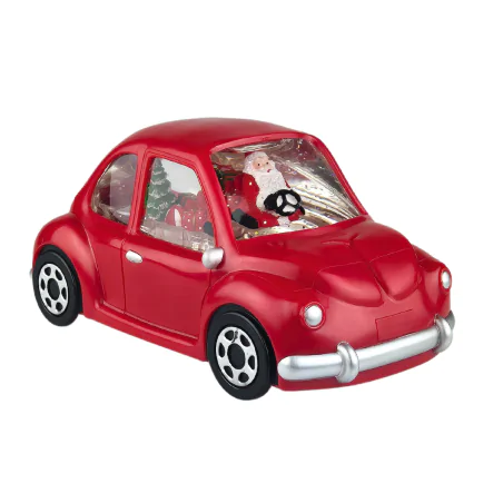 Dekoracje-swiateczne-led - dekoracja świąteczna led czerwony samochód ze świętym mikołajem na baterie 