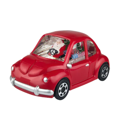 Dekoracje-swiateczne-led - dekoracja świąteczna led czerwony samochód ze świętym mikołajem na baterie 