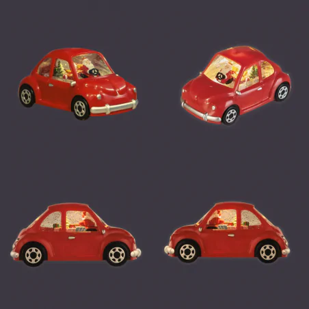 Dekoracje-swiateczne-led - dekoracja świąteczna led czerwony samochód ze świętym mikołajem na baterie 