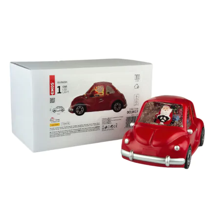 Dekoracje-swiateczne-led - dekoracja świąteczna led czerwony samochód ze świętym mikołajem na baterie 