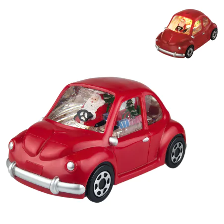 Dekoracje-swiateczne-led - dekoracja świąteczna led czerwony samochód ze świętym mikołajem na baterie 